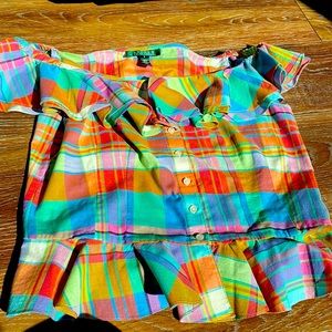 Lauren Ralph Lauren Multicolor Plaid Ruffle Button-Front Blouse